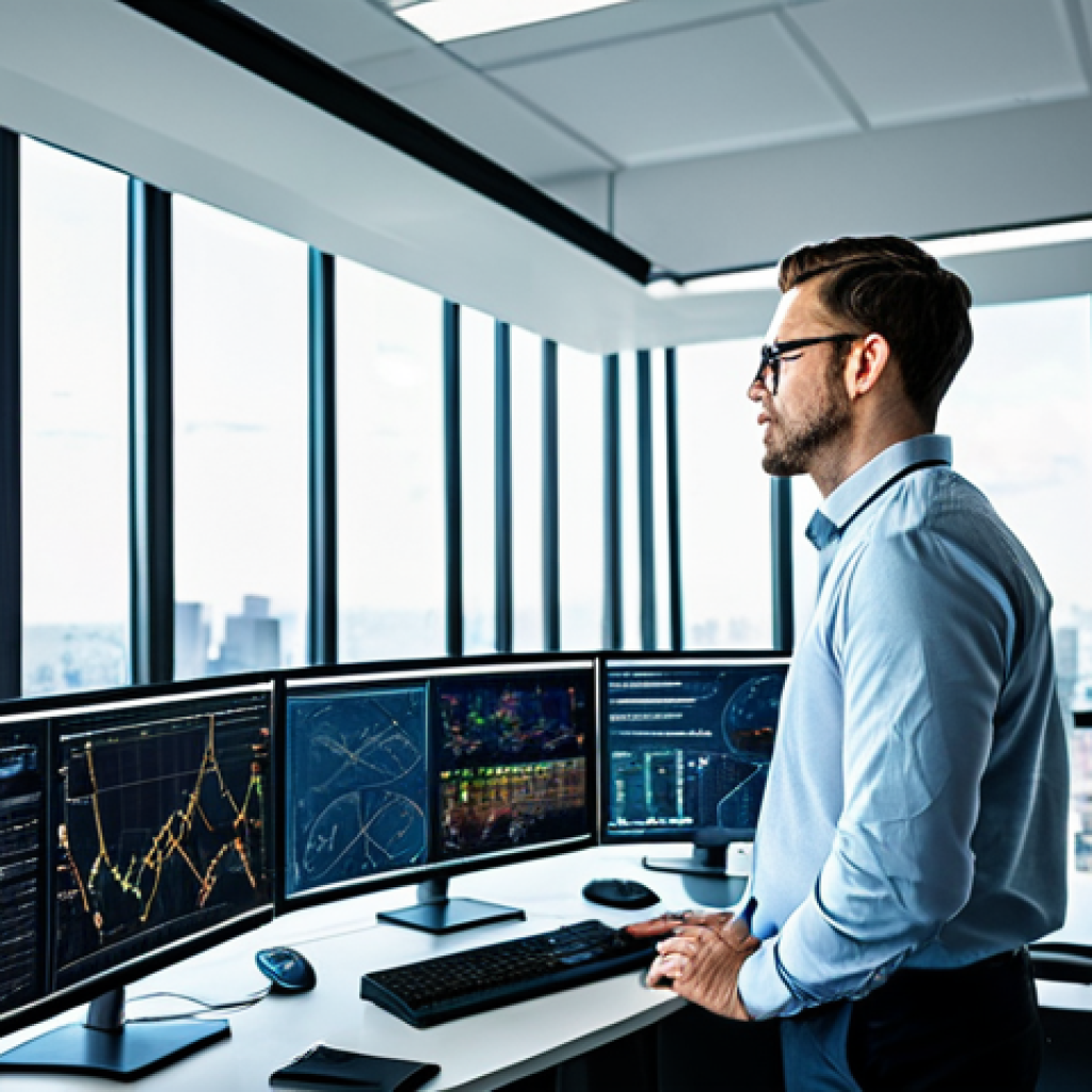 **
A data scientist in a brightly lit, modern office, working on a large computer screen displaying a complex causal diagram. The office has large windows with a cityscape view. Appropriate attire, fully clothed, safe for work, professional environment, perfect anatomy, high quality.
**