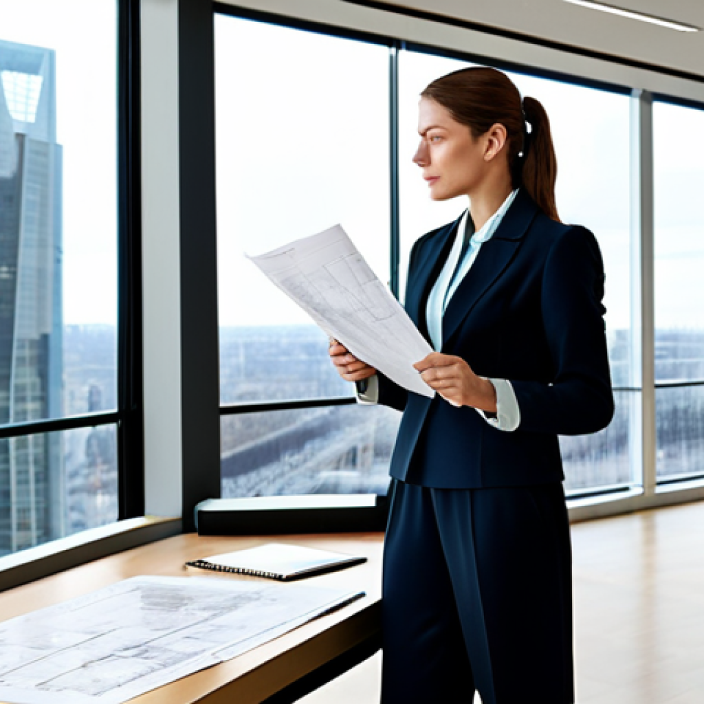 Modern Architect at Work**
"A professional female architect, fully clothed in a stylish yet modest outfit (think tailored pants and a blouse with a blazer), reviewing blueprints at a bright, modern architectural office. Large windows with city views. Safe for work, appropriate content, perfect anatomy, correct proportions, natural pose, well-formed hands, proper finger count, professional photography, high quality."
**