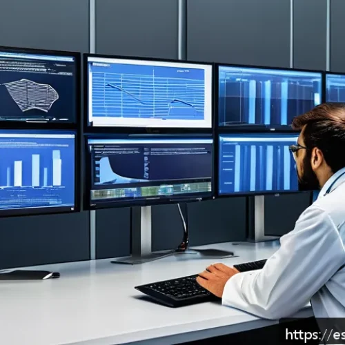 Home 17 인과관계 추론을 위한 신뢰할 수 있는 데이터 출처 - A modern research laboratory in Spain with diverse scientists analyzing large administrative databas...